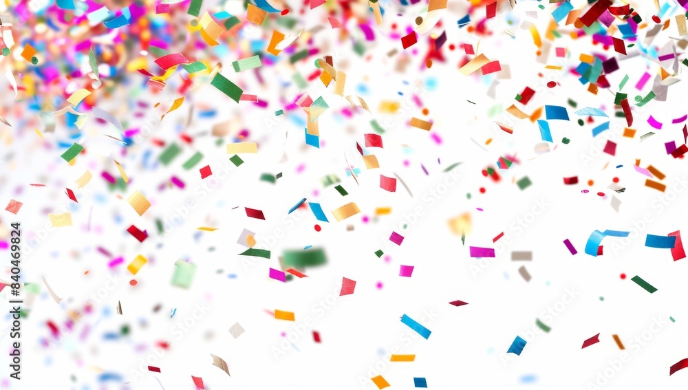 confetti falling in the air, white background confetti falling in the air, white background