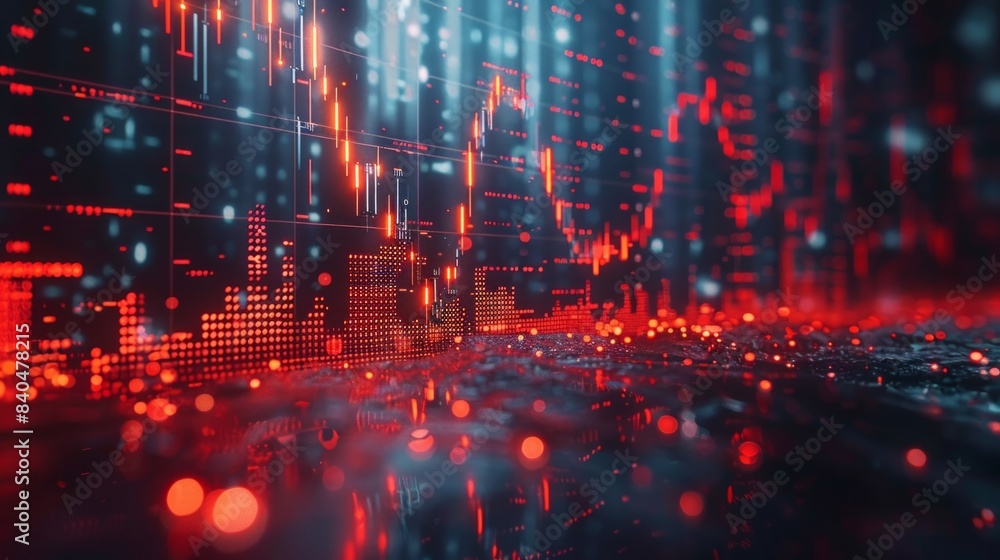 Abstract image of stock market chart lines and financial graphs, set against a technological backdrop to depict a financial crisis. AI Generative. Abstract image of stock market chart lines and financial graphs, set against a technological backdrop to depict a financial crisis. AI Generative.