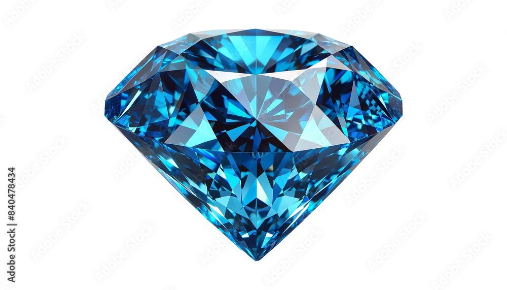 Fototapeta premium Blue diamond isolated on transparent or white background.