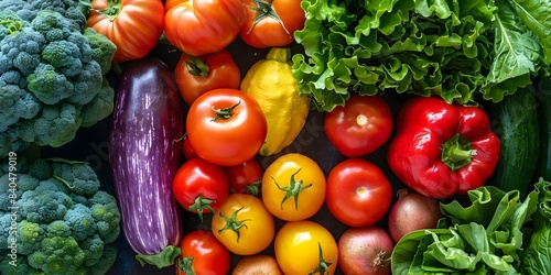 Vivid closeup highlights fresh colorful produce for marketing far. Concept Vibrant Food Photography  Fresh Produce Showcase  Market Promotion  Closeup Shots