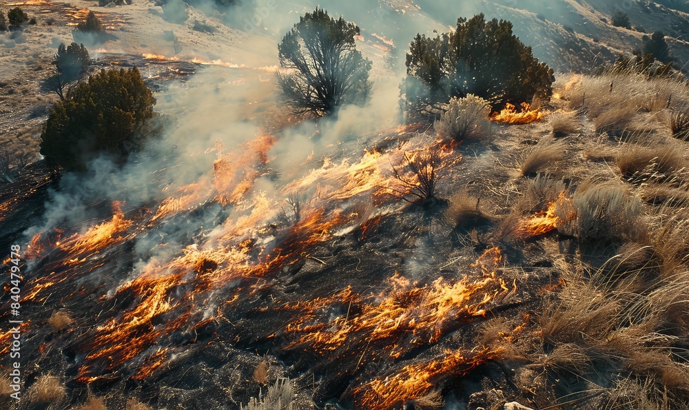 aerial view large fire in western united states