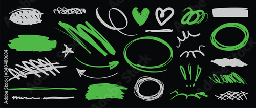 Set of cute pen line doodle element vector. Hand drawn doodle collection of heart, arrows, scribble, speech bubble, star, marks. Design for print, cartoon, card, decoration, sticker.