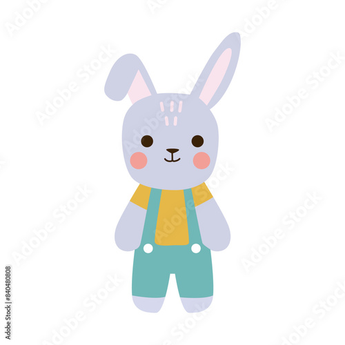 Cute Baby Bunny Character for Children. Children’s Animal Cartoon Vector Illustration.