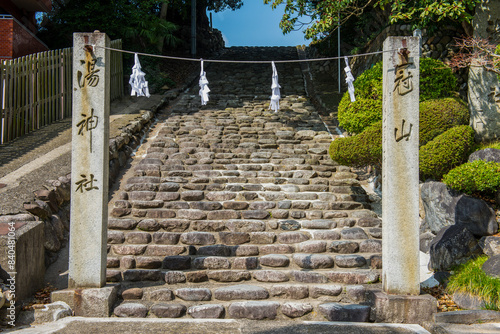 Steep steps leading to the Ishiteji Temple in Matsuyama, Shikoku photo