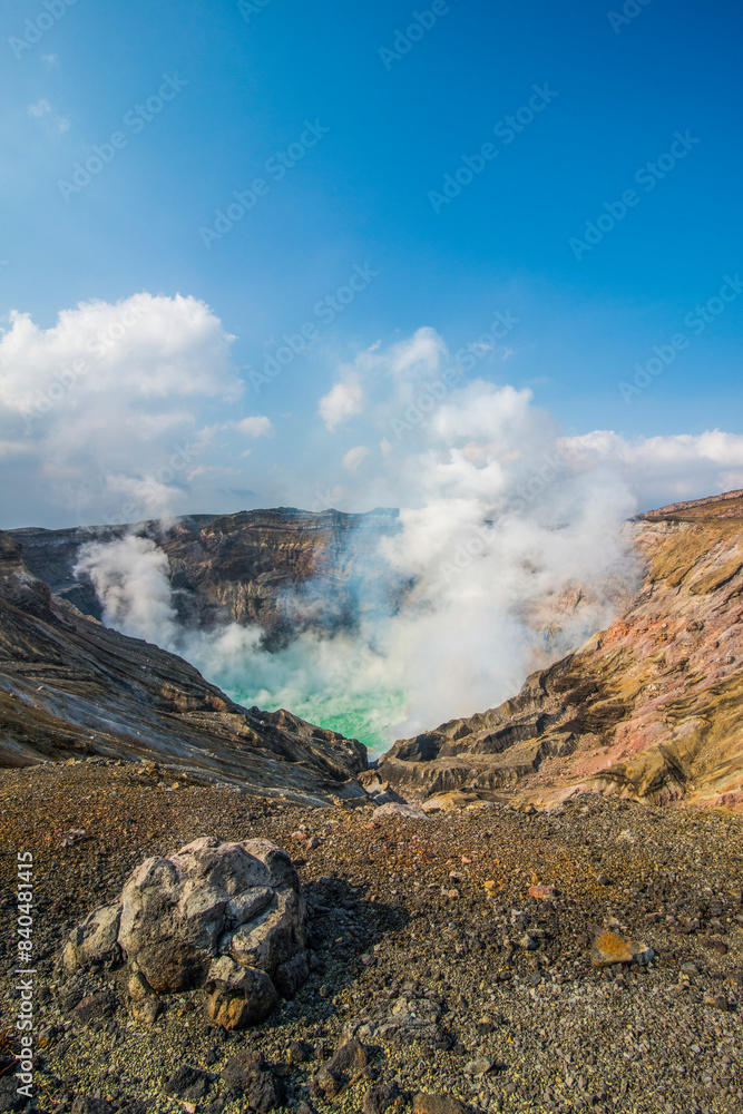 Mount Naka active crater lake, Mount Aso, Kyushu Mount Naka active crater lake, Mount Aso, Kyushu