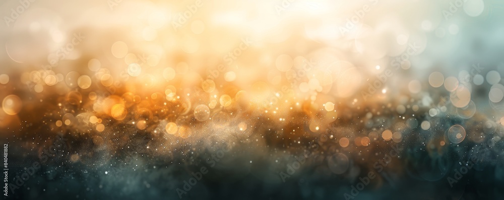 Naklejka premium Abstract background with golden and teal bokeh lights. Perfect for festive, dreamy, and artistic projects. High quality and vibrant image.