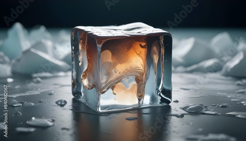 Isolated Icecubes, blocks of ice in cubes photo