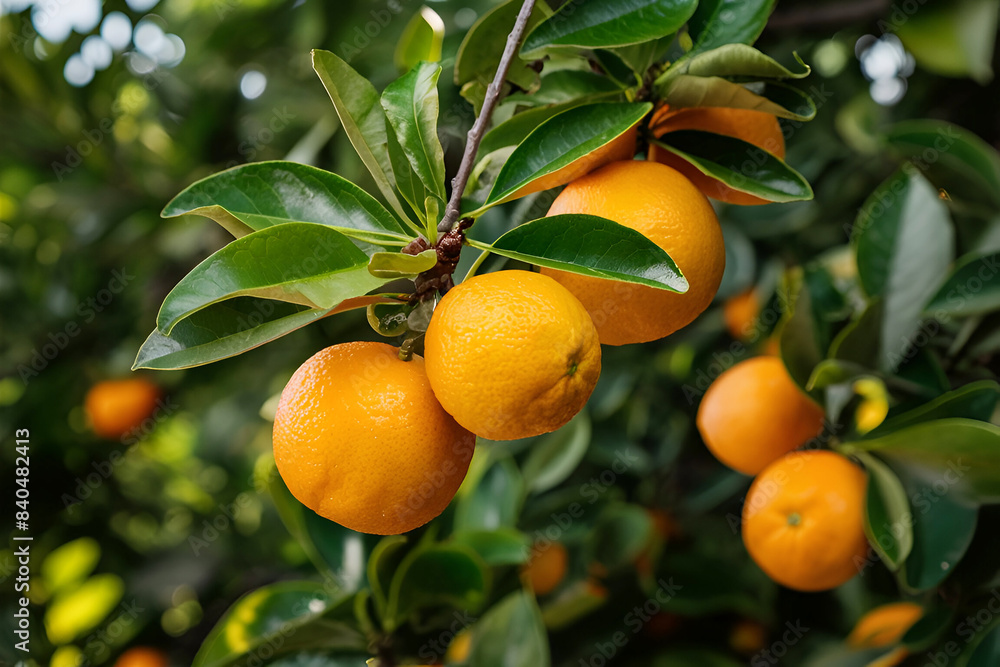 Orange trees with ripe fruits and orange garden views. Ai generative Orange trees with ripe fruits and orange garden views. Ai generative