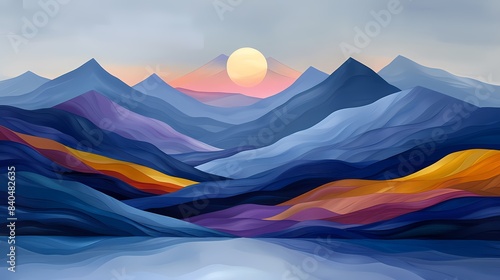 Fantasy abstract colorful landscape illustration poster background