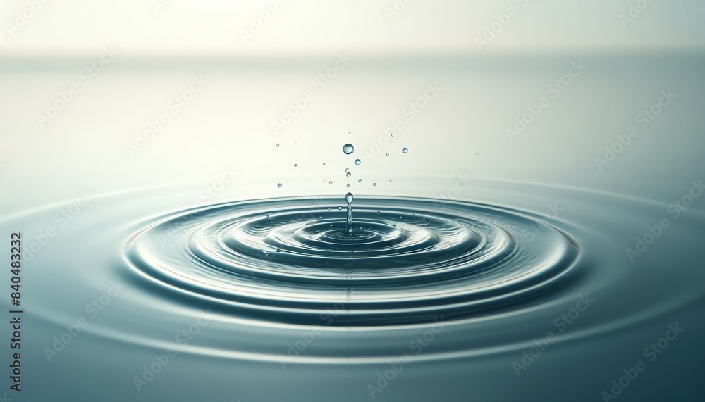 Serene Water Surface with Ripple Effect and Falling Droplets Serene Water Surface with Ripple Effect and Falling Droplets