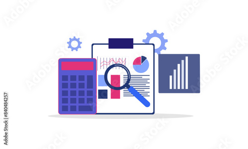Financial report concept. Business analytics, accounting logo