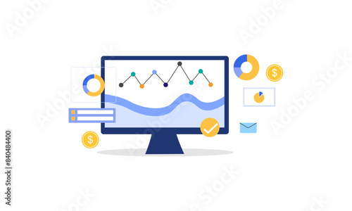 Financial report concept. Business analytics, accounting logo