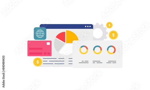 Financial report concept. Business analytics, accounting logo