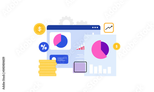 Financial report concept. Business analytics, accounting logo