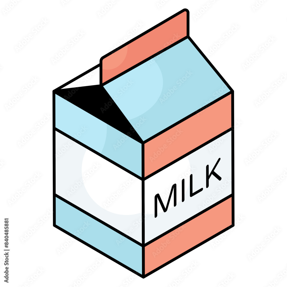 A flat design icon of milk pack A flat design icon of milk pack