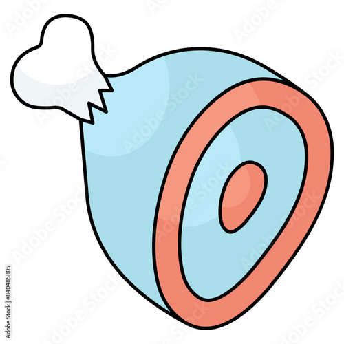 A colored design icon of ham