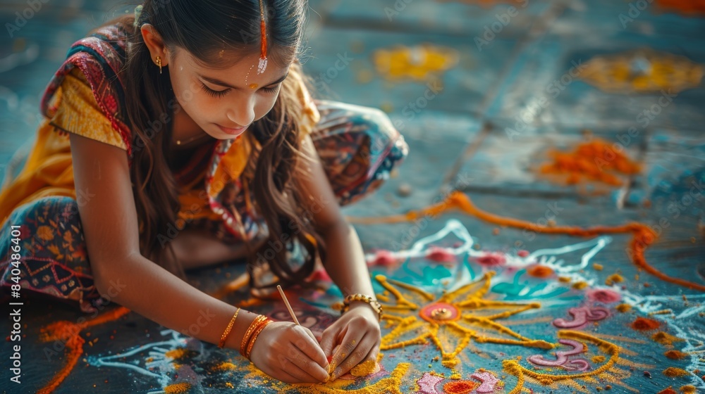 Obraz premium Diwali Rangoli Art: Creative Expression