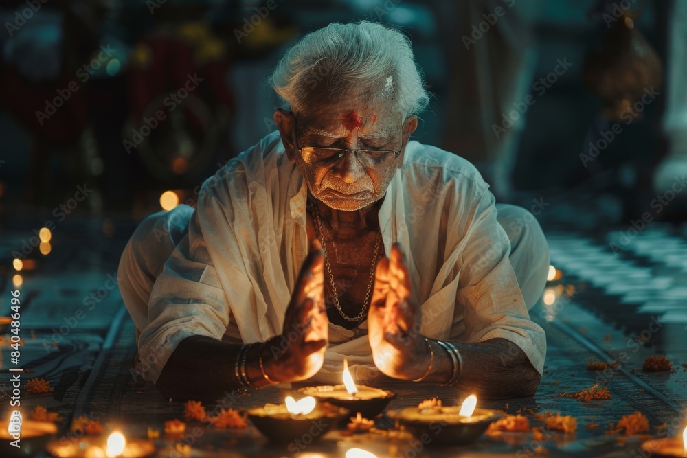 Diwali Prayers: Elderly Man's Devotion
Diwali Prayers: Elderly Man's Devotion