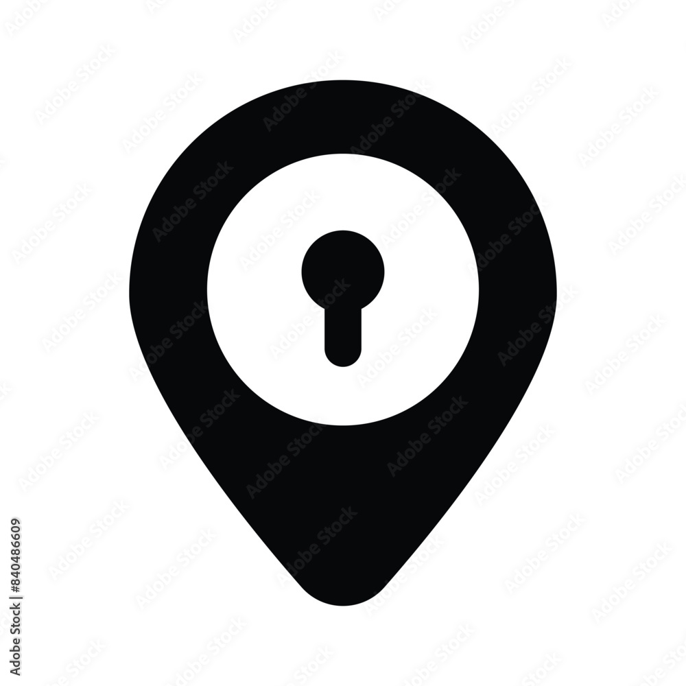 Keyhole inside placeholder showing concept icon of location access Keyhole inside placeholder showing concept icon of location access