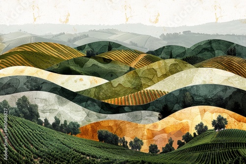 Contemporary Art Collage of Douro Valley Vineyards

