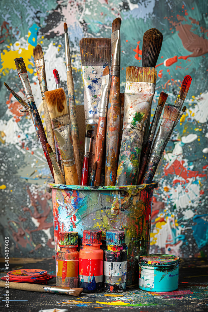 Colorful Array of Artists’ Tools and Materials Laid Out Colorful Array of Artists’ Tools and Materials Laid Out