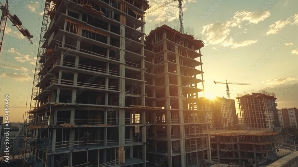Fototapeta premium construction crane , building under construction
