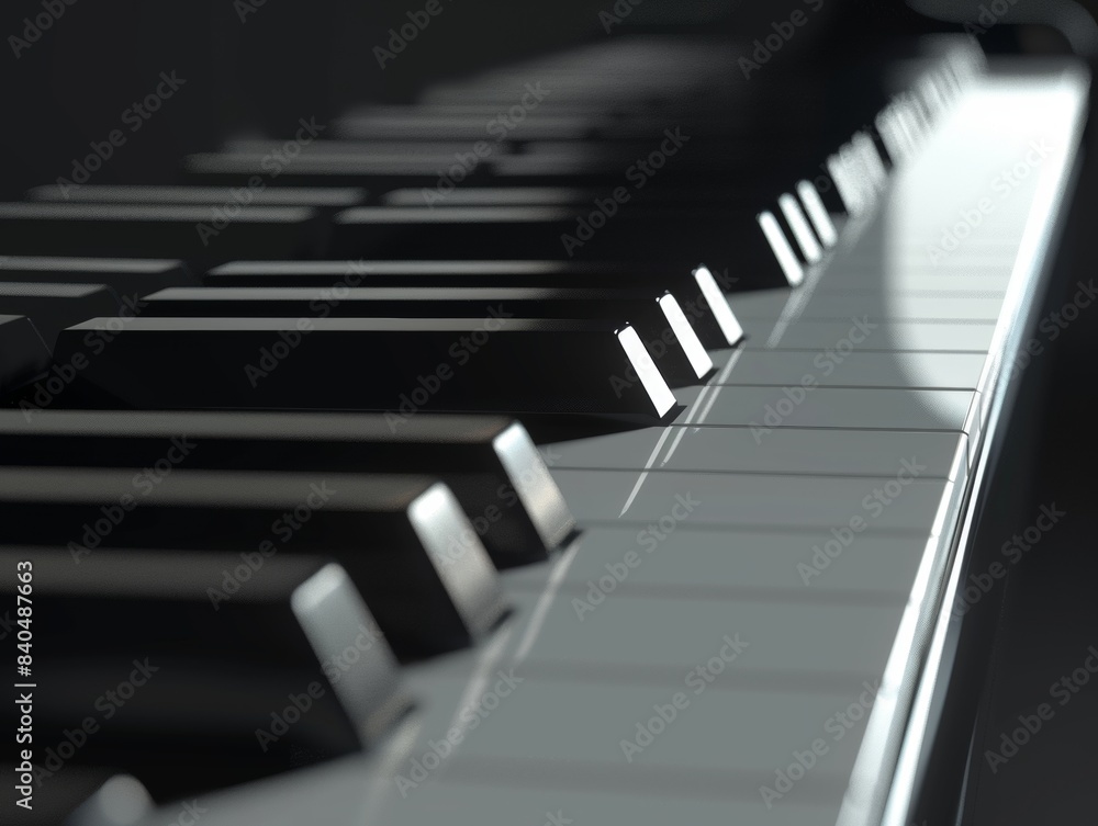 Black and white piano keys, black background Black and white piano keys, black background