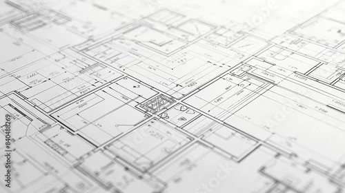 Fototapeta na wymiar High-detail architectural blueprint showing structural plans and technical drawings for construction, design, project planning, and engineering.