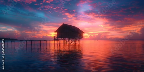 Modern Beach Hut on Stilts: Sunset Serenade

 photo