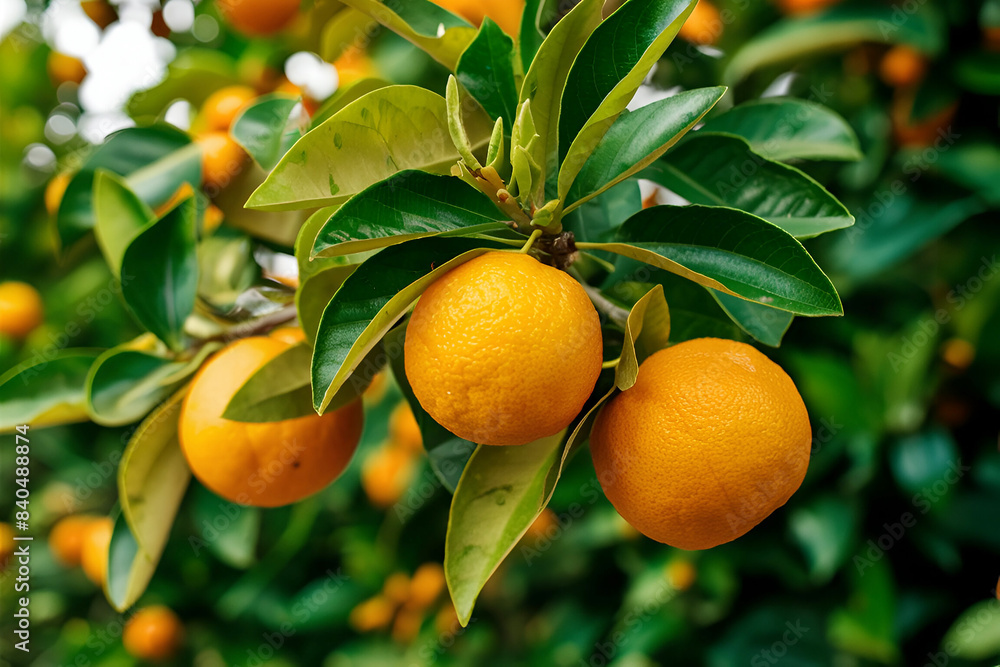Orange trees with ripe fruits and orange garden views. Ai generative Orange trees with ripe fruits and orange garden views. Ai generative