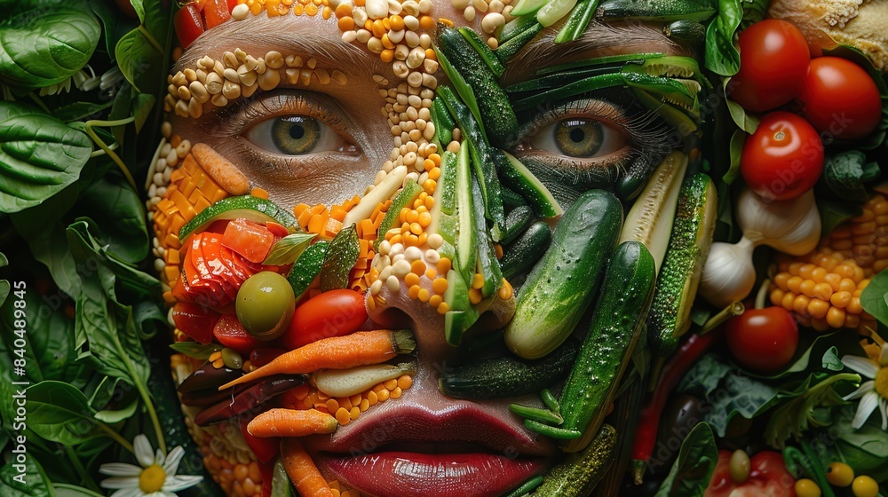 Naklejka premium face made of food portrait