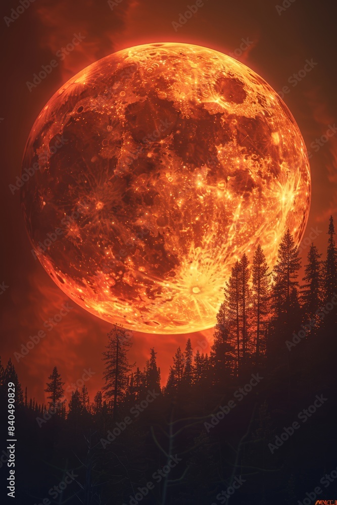 Moonlit Forest Scene with Eclipse Moonlit Forest Scene with Eclipse