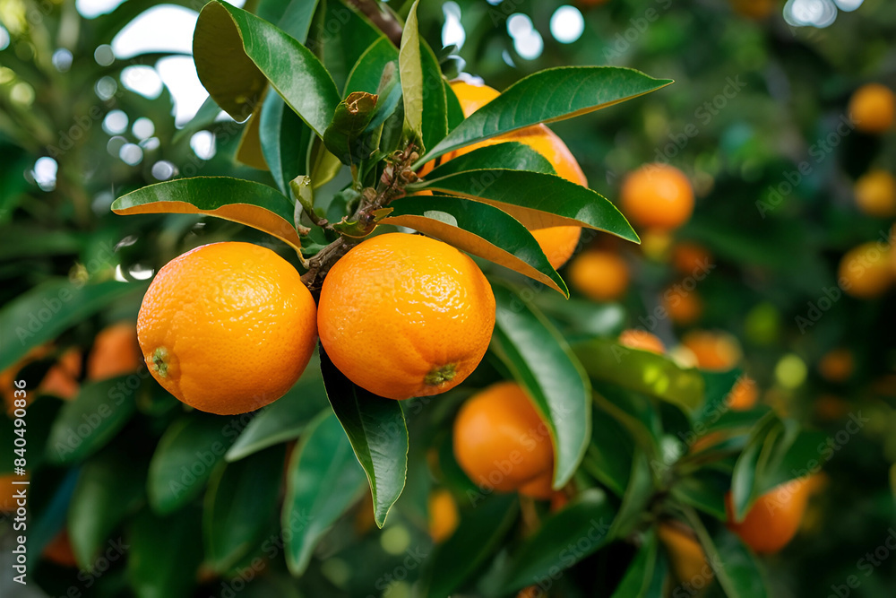 Orange trees with ripe fruits and orange garden views. Ai generative Orange trees with ripe fruits and orange garden views. Ai generative