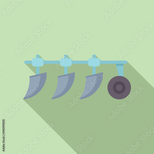 Vector illustration of a modern plow attachment in a minimalist flat design style with a long shadow