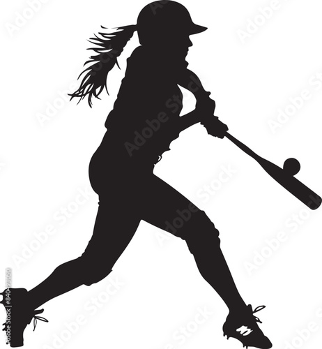 Softball Girl Vector Illustration Silhouette	