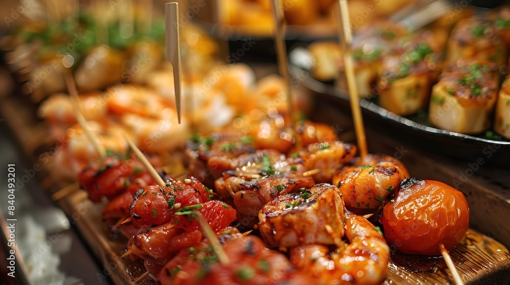 Pinchos and tapas typical of the Basque Country, Spain. Selection of ...