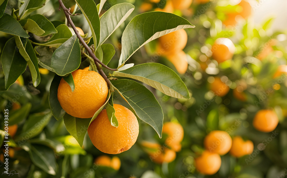 Orange trees with ripe fruits and orange garden views. Ai generative Orange trees with ripe fruits and orange garden views. Ai generative
