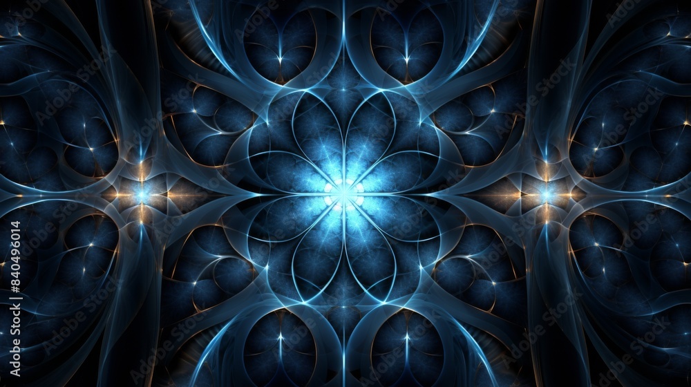 A blue and orange flower with many small stars in the center A blue and orange flower with many small stars in the center