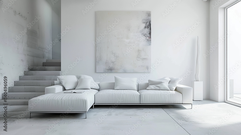 Fototapeta premium Art Home. Contemporary White Interior with painting