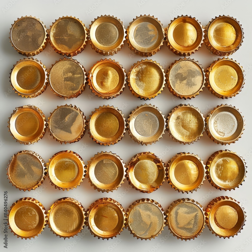 Gold and Yellow Tone Capsules Collection on a White Background Gold and Yellow Tone Capsules Collection on a White Background