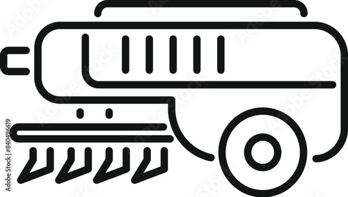 Black and white vector illustration of a portable air compressor in a clean line art style