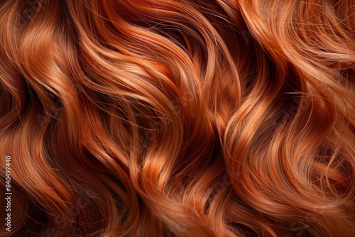 Closeup of Long Wavy Copper Hair for Product Design Background