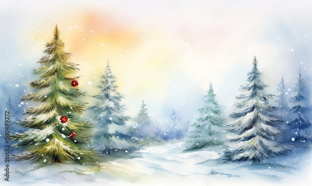 Obraz premium Colorful watercolor representation of Christmas