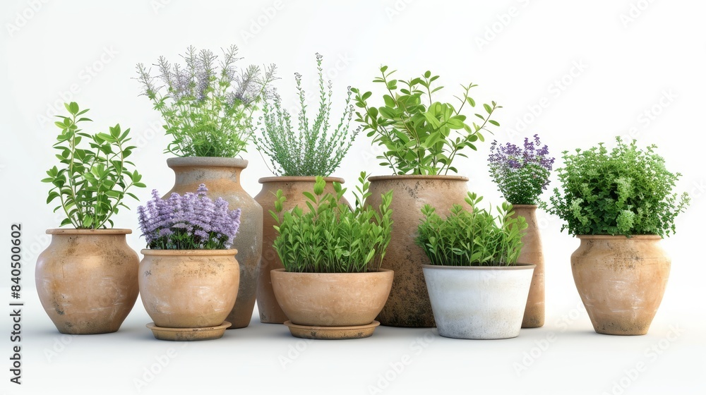 Set of Gardening plant pot on white background Set of Gardening plant pot on white background