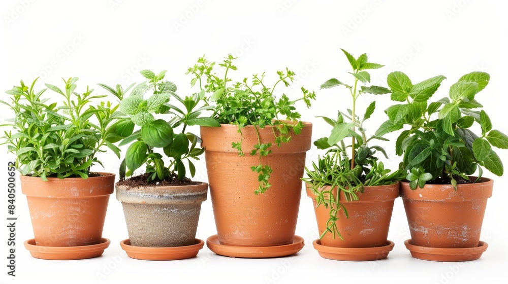 Set of Gardening plant pot on white background Set of Gardening plant pot on white background