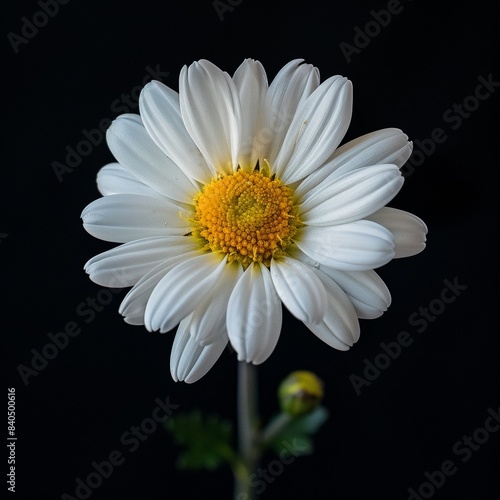 flower Photography  Chrysanthemum segetum  Close up view  Isolated on black Background