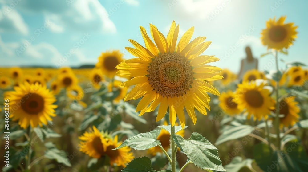 Bright Sunflowers Field: Serene Rural Scenery Bright Sunflowers Field: Serene Rural Scenery