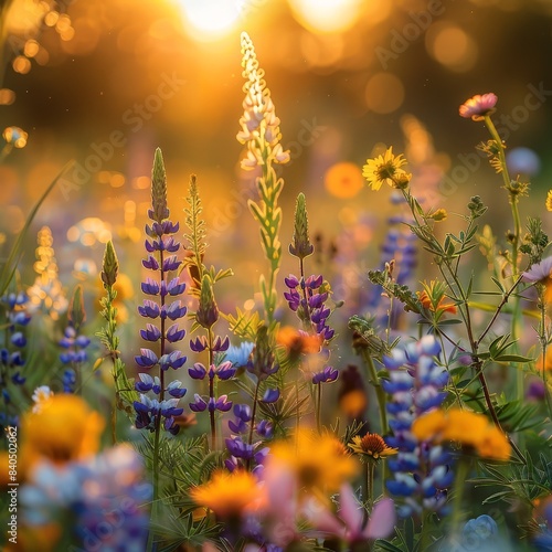 Sunset Meadow Flower Field