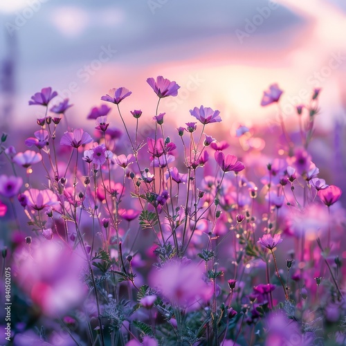 Dreamy Flower Field Sunset