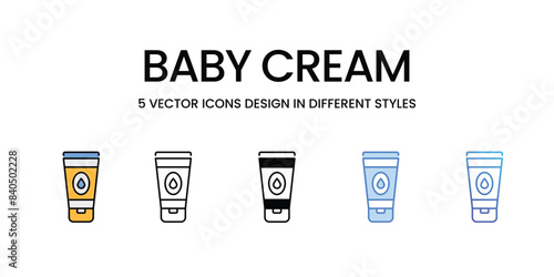 Baby Cream icons vector set stock illustration.